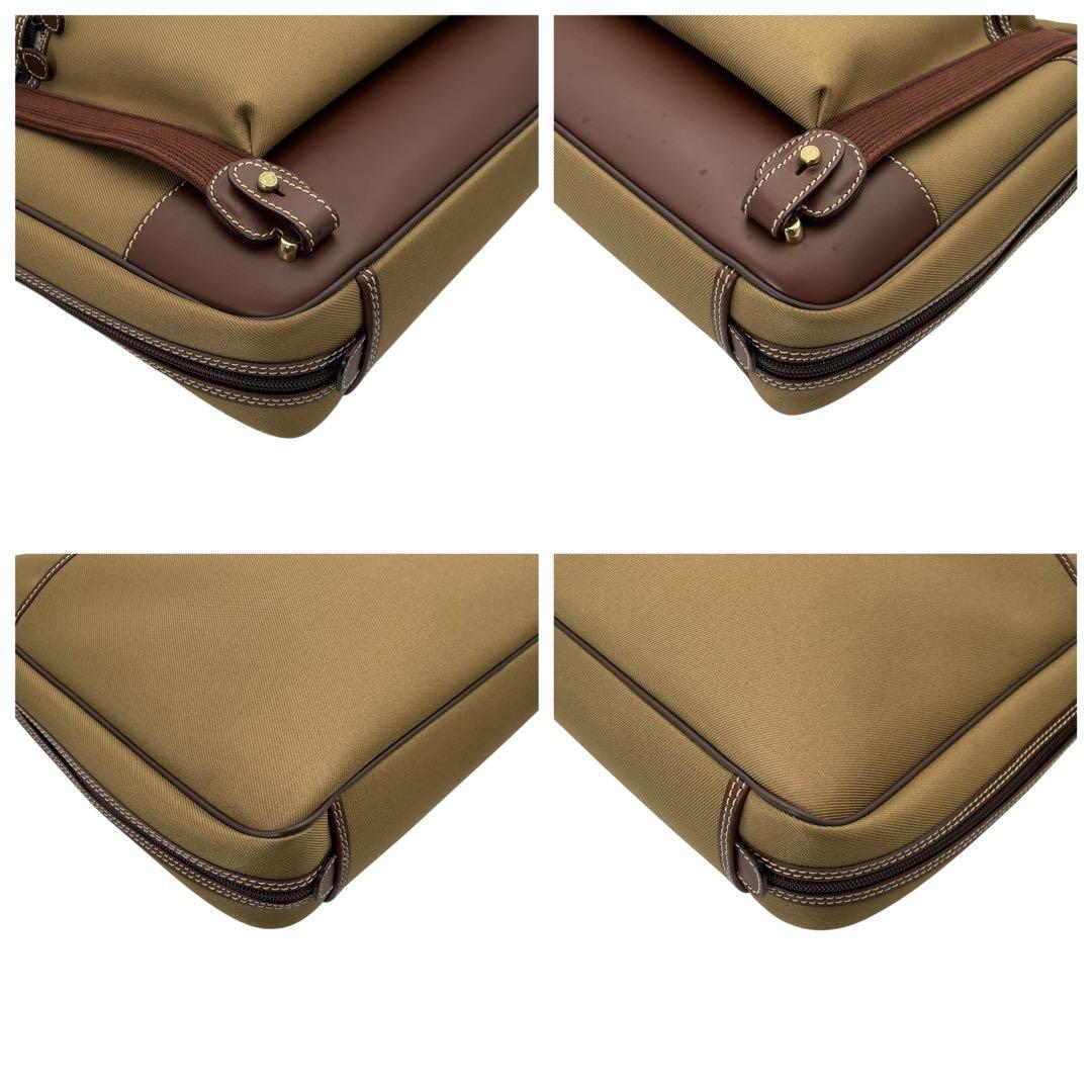 美品 ハンティングワールド キャンバス レザービジネスバッグカーキ 2WAY