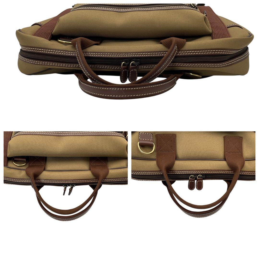 美品 ハンティングワールド キャンバス レザービジネスバッグカーキ 2WAY