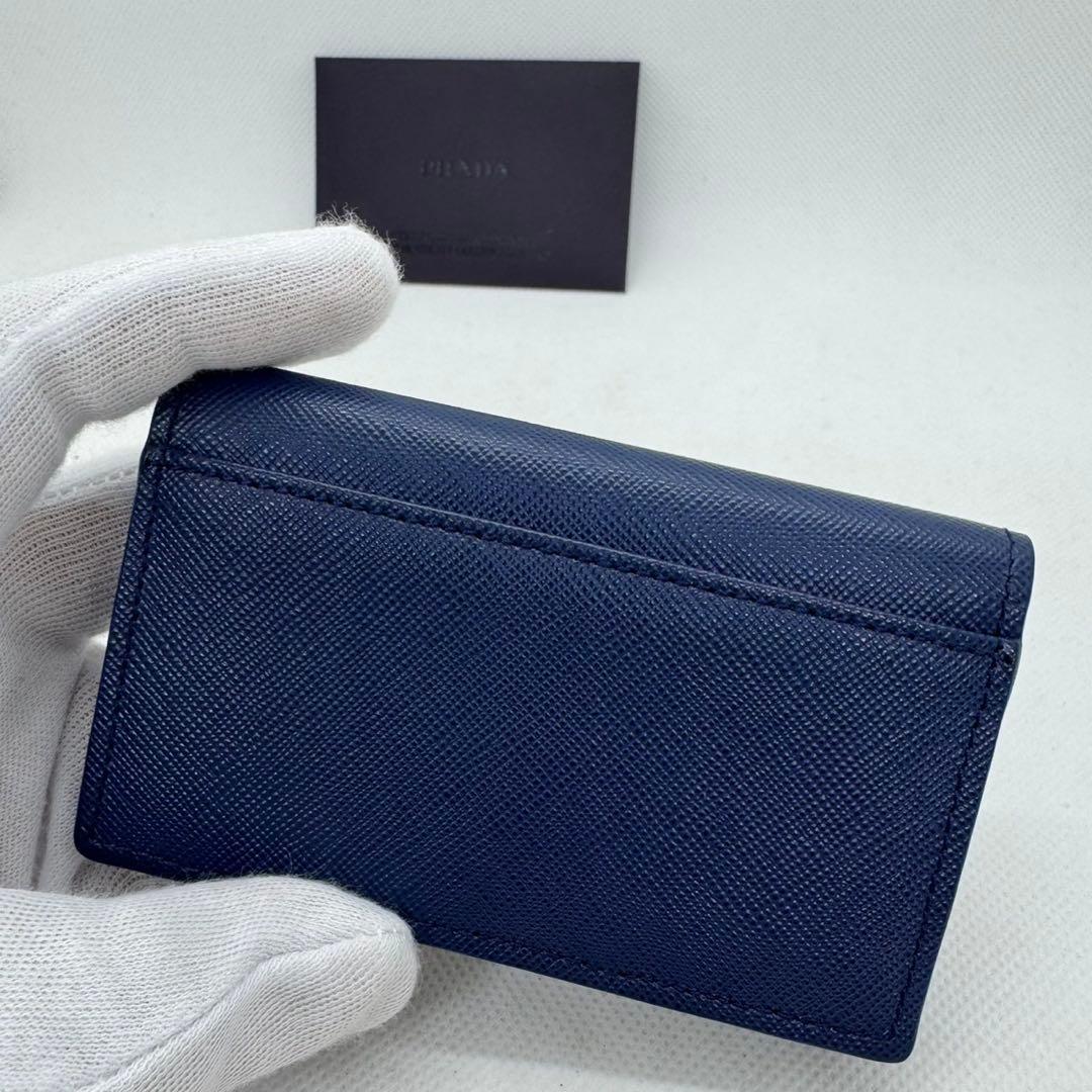 PRADA ネイビー 名刺入れ サフィアーノレザー
