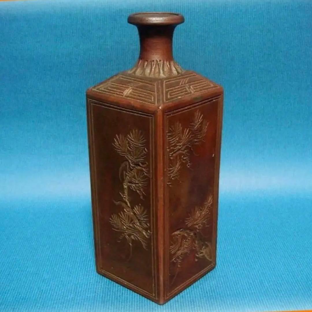 @494『備前焼 角形 徳利壺』　/骨董品 古美術 古玩 アンティーク