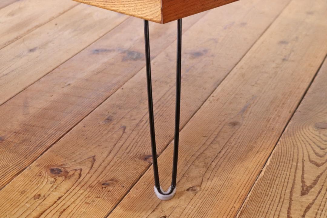 オーク無垢材 ローテーブル 正方形 座卓 ちゃぶ台 机 折りたたみ アイアン脚