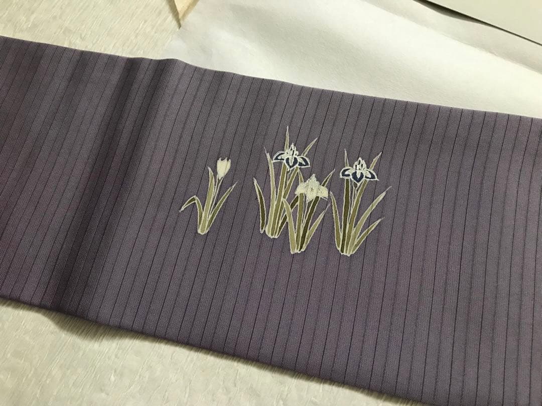 絽に菖蒲の柄の名古屋帯　夏帯　正絹