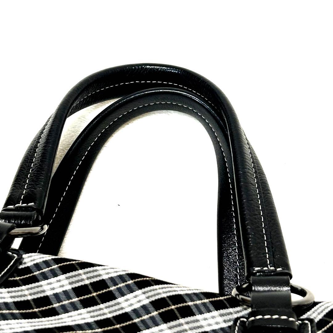 【極美品】バーバリーブルーレーベル　ミニボストンバッグ　マイクロチェック　黒