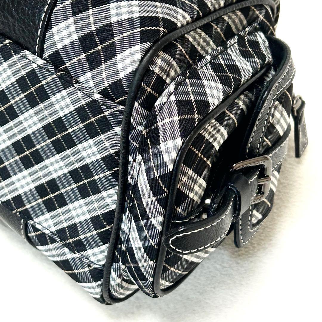 【極美品】バーバリーブルーレーベル　ミニボストンバッグ　マイクロチェック　黒
