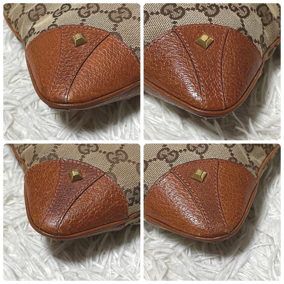 【良品】GUCCI グッチ　ショルダーバッグ　キャンバス　レザー　スタッズ