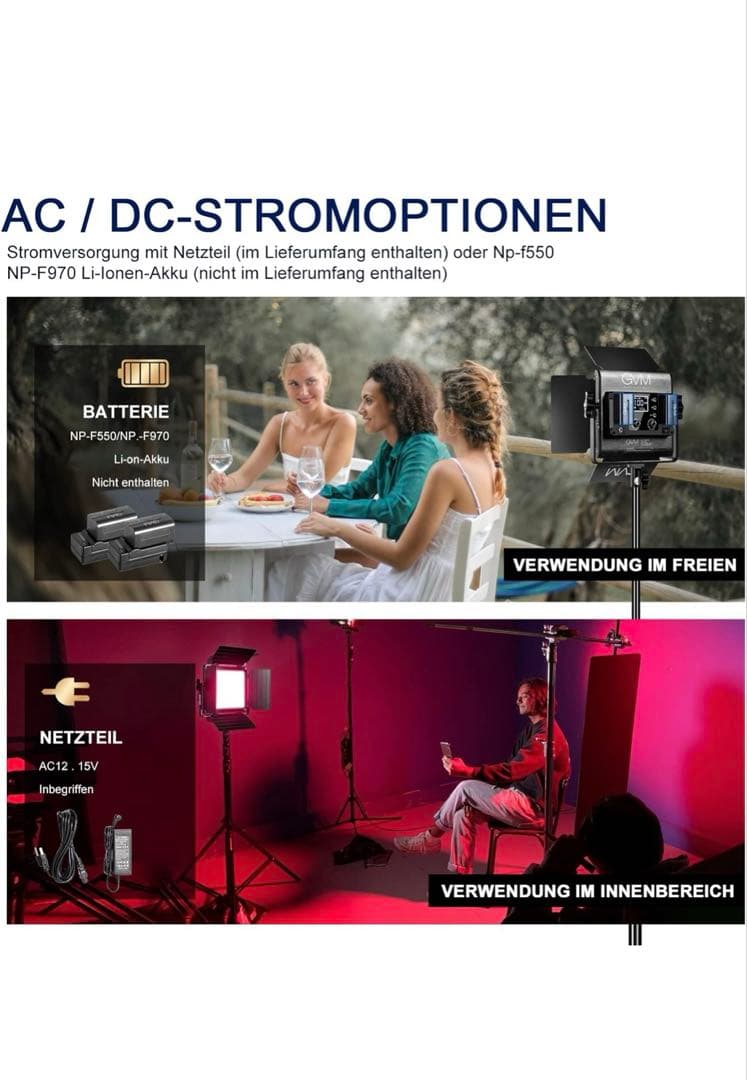 GVM RGB LEDビデオライト アプリコントロール付き撮影用照明 800D