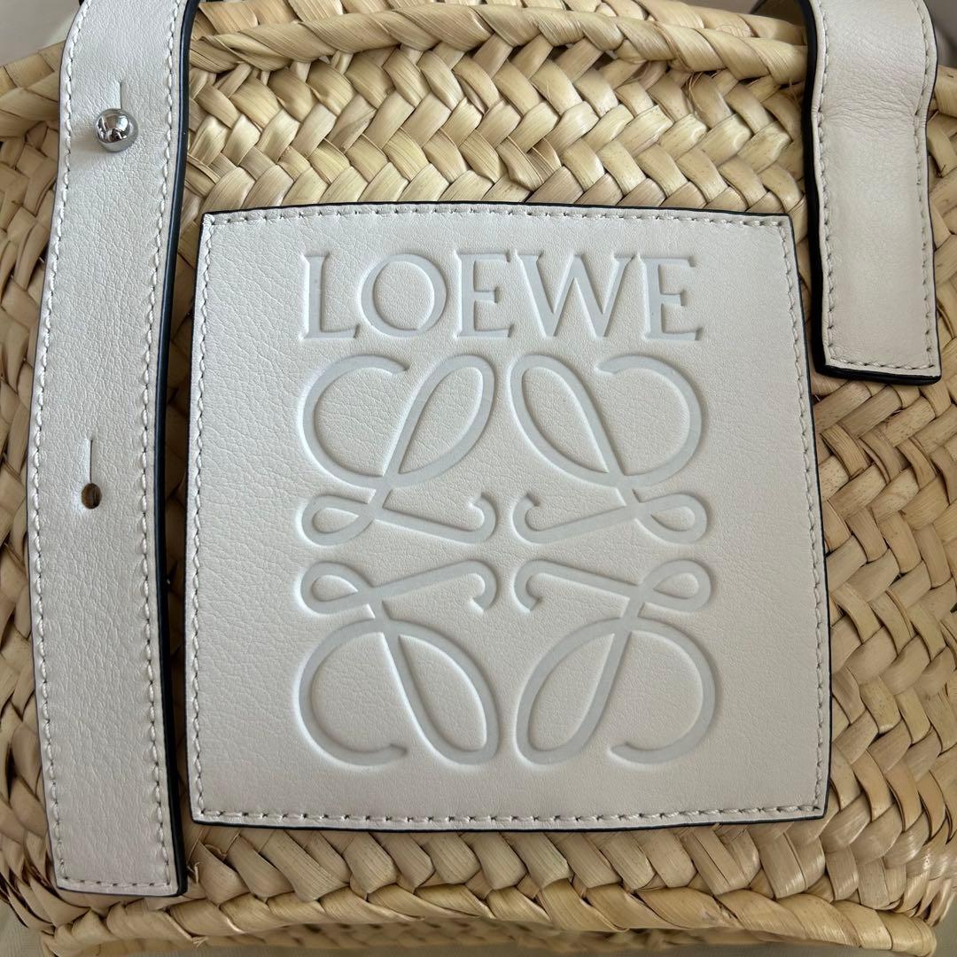【m出品】LOEWE かごバッグ ホワイト　スモール