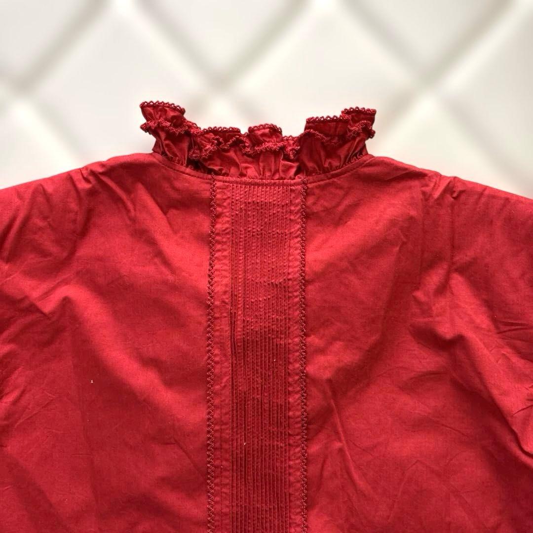 サブちゃん　新品INGEBORGインゲボルグ赤いフリル付き長袖ブラウス