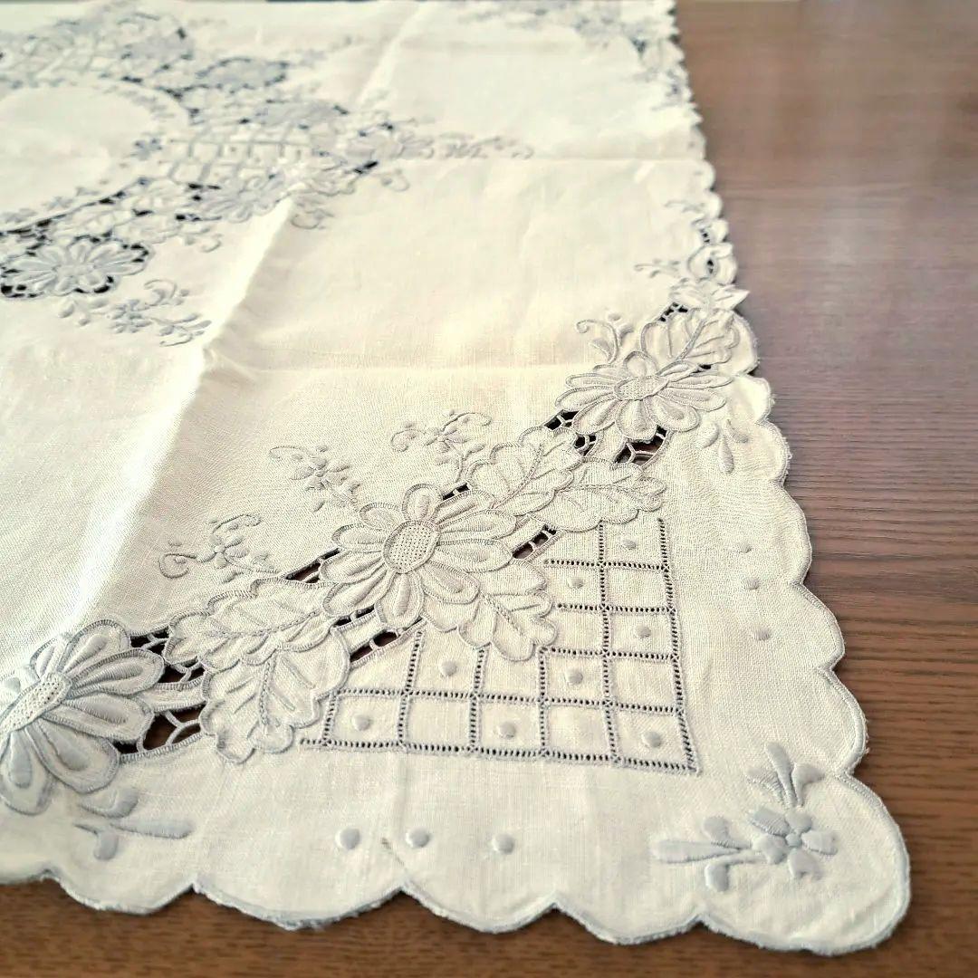 スワトウ 汕頭 刺繍　83×83 テーブルクロス　敷物