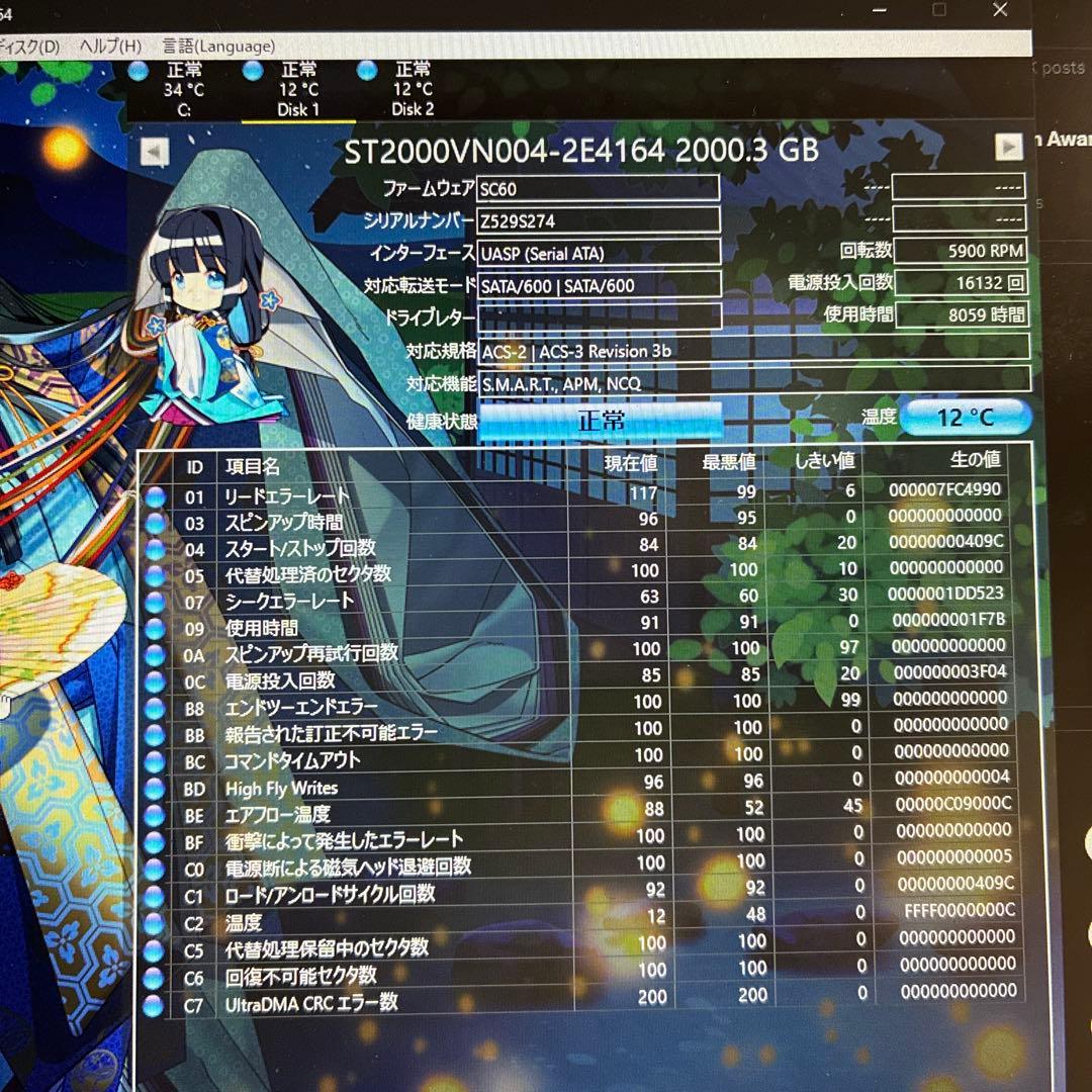 2個セット Seagate IronWolf 2TB HDD Synology用