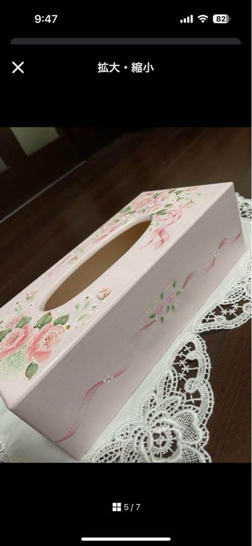 トールペイント　作品　薔薇柄ティッシュボックス