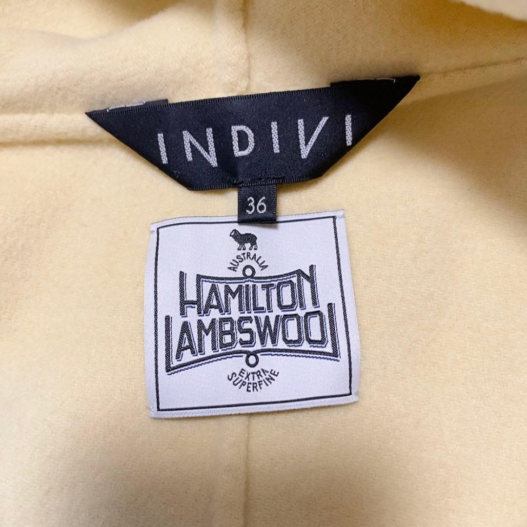 【美品】インディヴィ フーテッドリバーコート ハミルトンラムズウール 定価4万