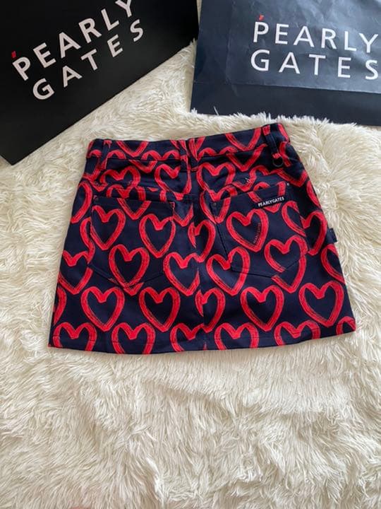 パーリーゲイツ ストレッチスカート 落書きハート柄プリントサイズ1
