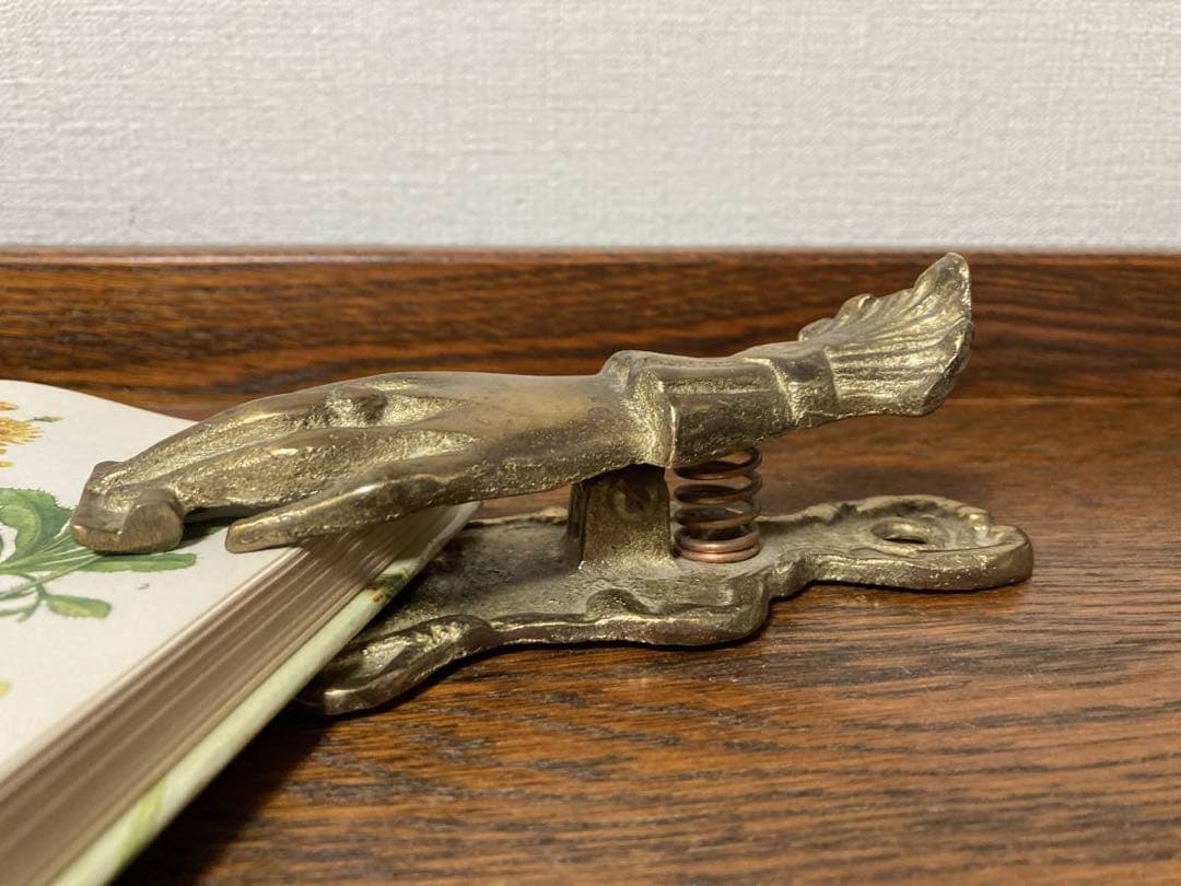 ビンテージ☆ハンドクリップ(大サイズ)壁掛けビクトリア朝 真鍮 ブロカント