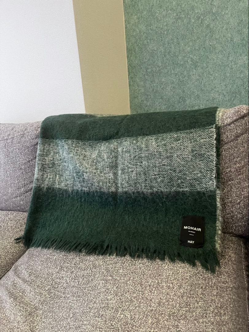 【美品】HAY モヘアブランケット グリーン(クリーニング済)