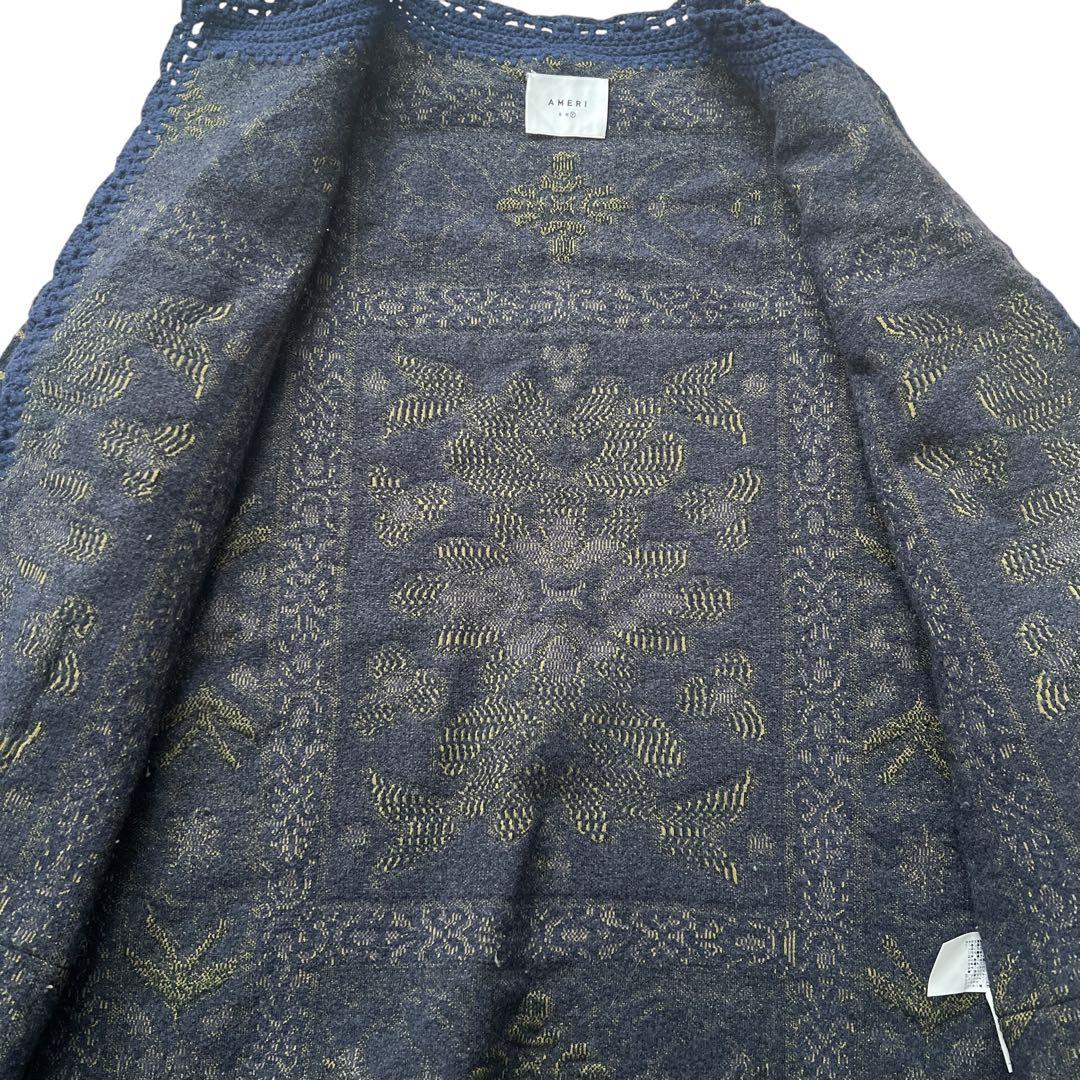 Ameri　RUG PATTERN KNIT JACKET　ネイビー