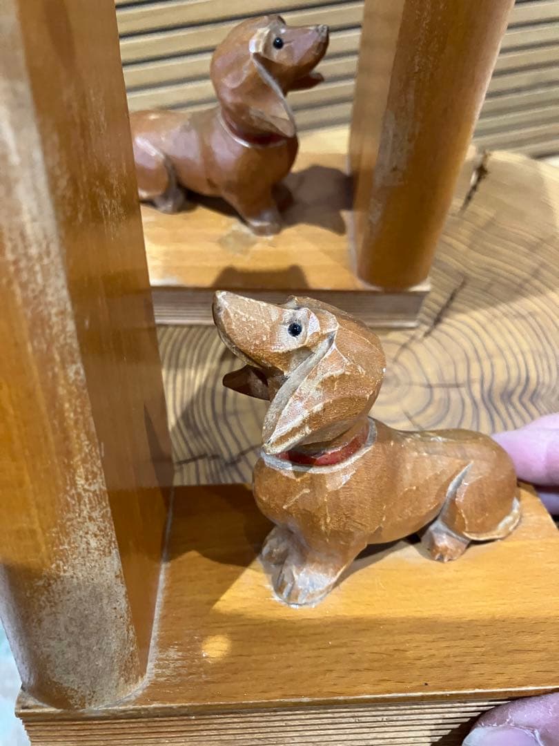 ヴィンテージ　ダックスフンド　木製ブックエンド　旧東ドイツ製