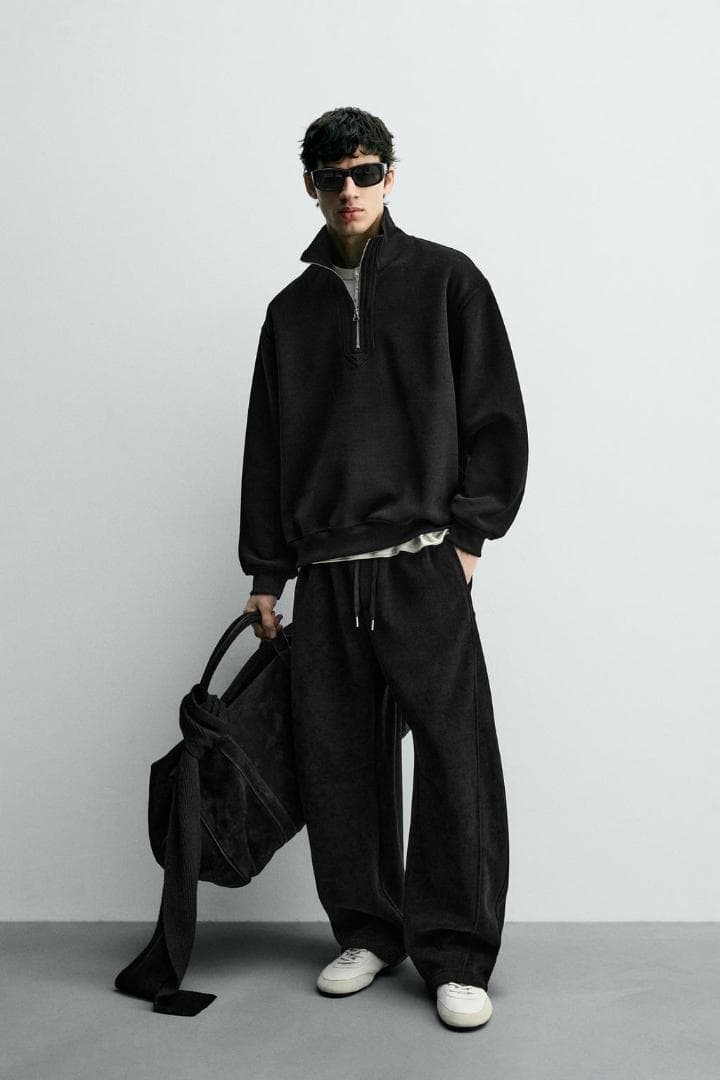 ZARA ザラ コーデュロイジップネック スウェットシャツ M