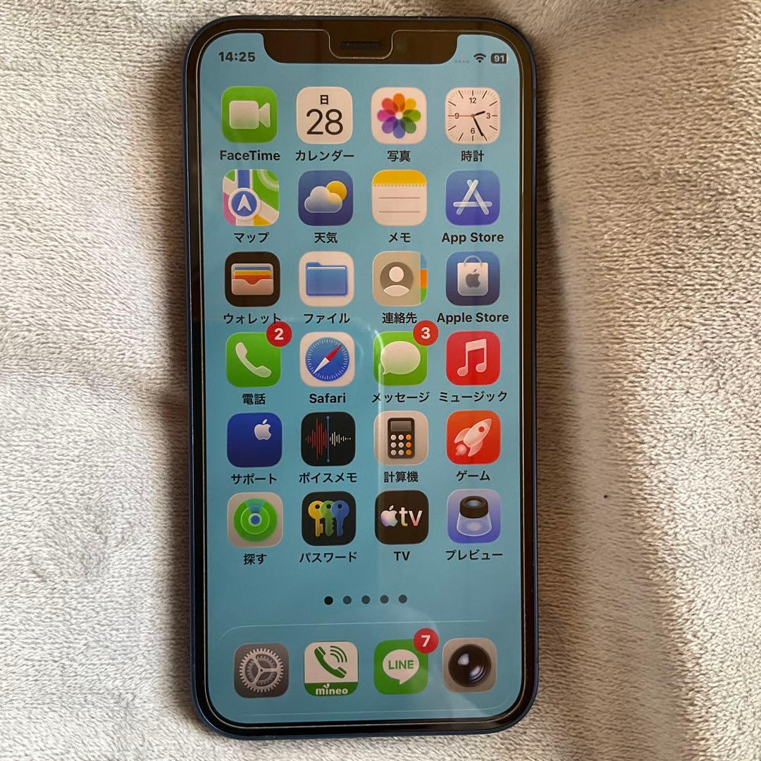 iPhone 12 mini ブルー 64 GB 純正バッテリー90%