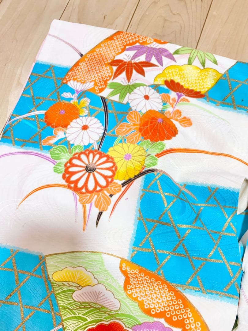 アンティーク　美品水色着物セット