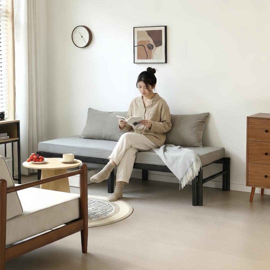 【ブラック】ディベッド 伸長式ベッド シングル セミダブル 2way 伸縮 収納