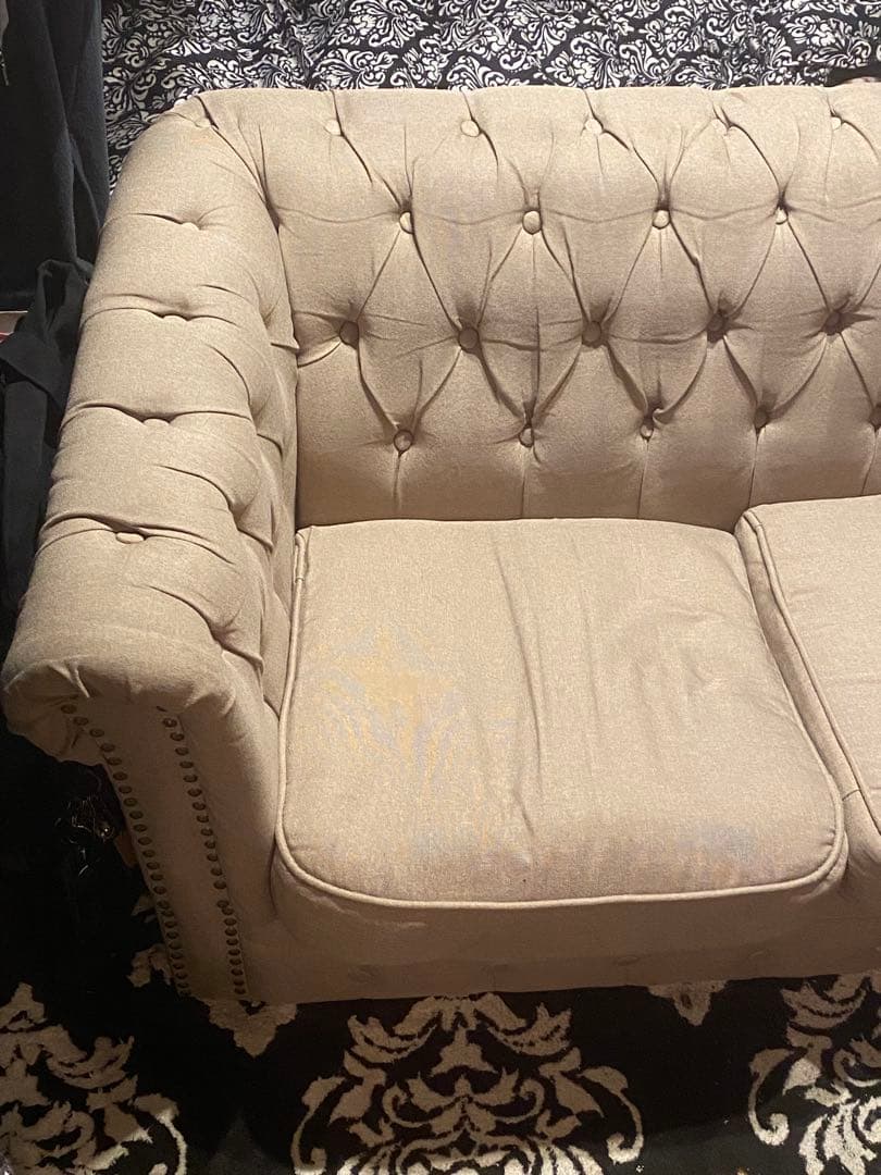 ルクラス♦️ゆったり ダブルソファ♦️本革 ホワイト♦️ベンチスツールあり♦️送料込