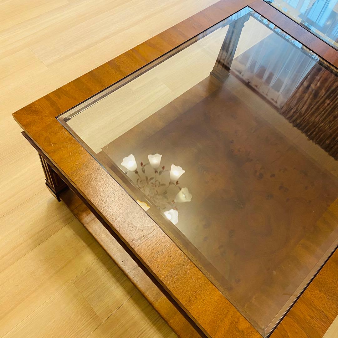 ドレクセルヘリテイジ　トライユン ガラストップ センターテーブル ローテーブル