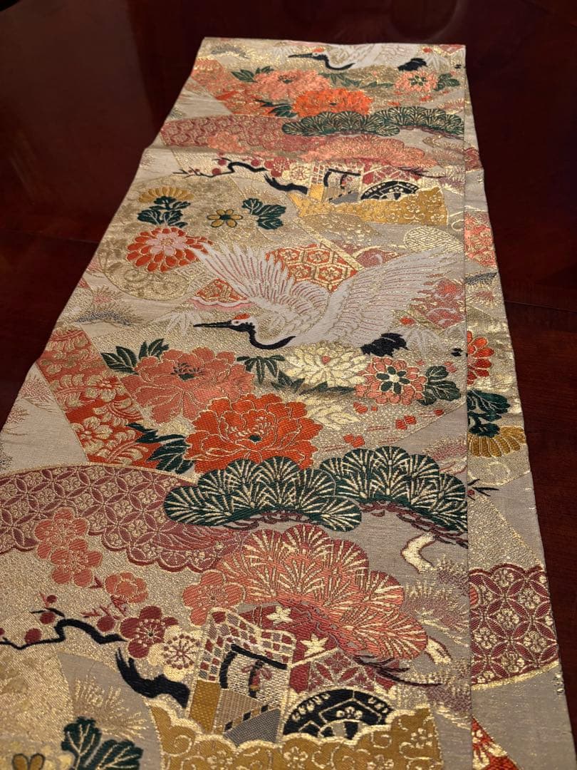 3005花嫁衣装の丸帯リメイク　タッセル付き正絹テーブルランナーと2964