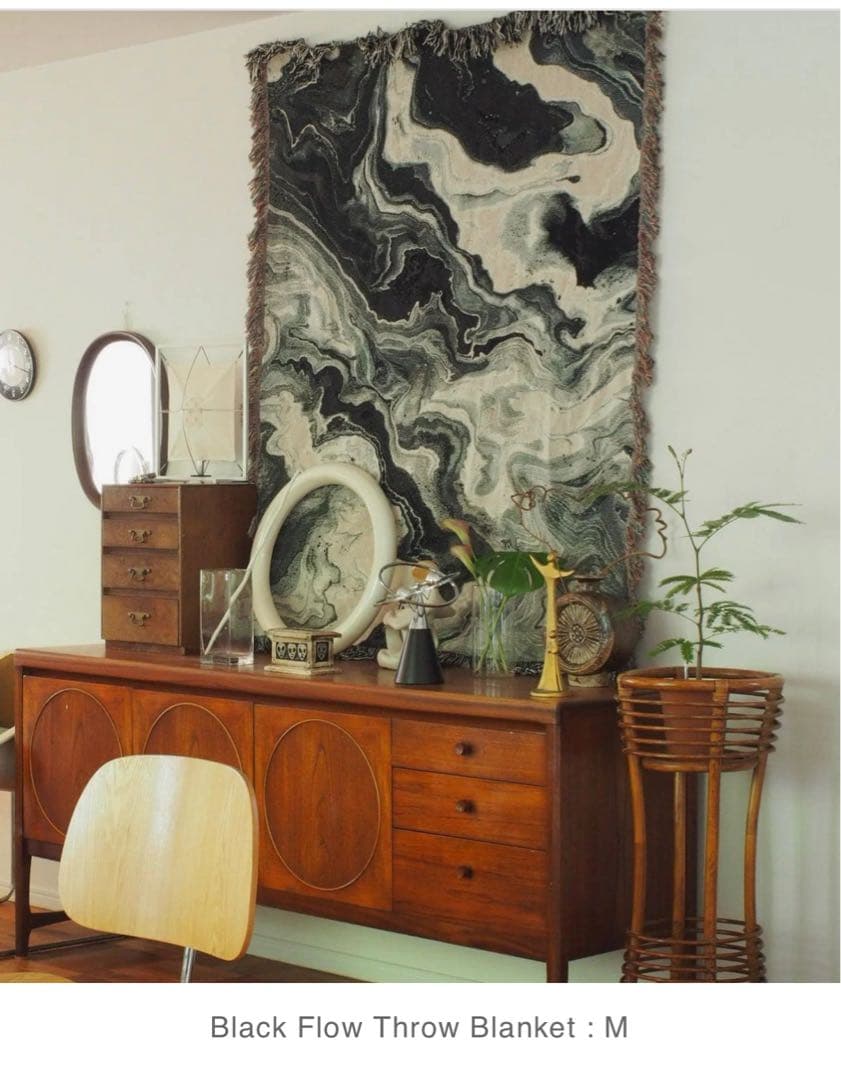 【IMPeRF】Black Flow Throw Blanket : M