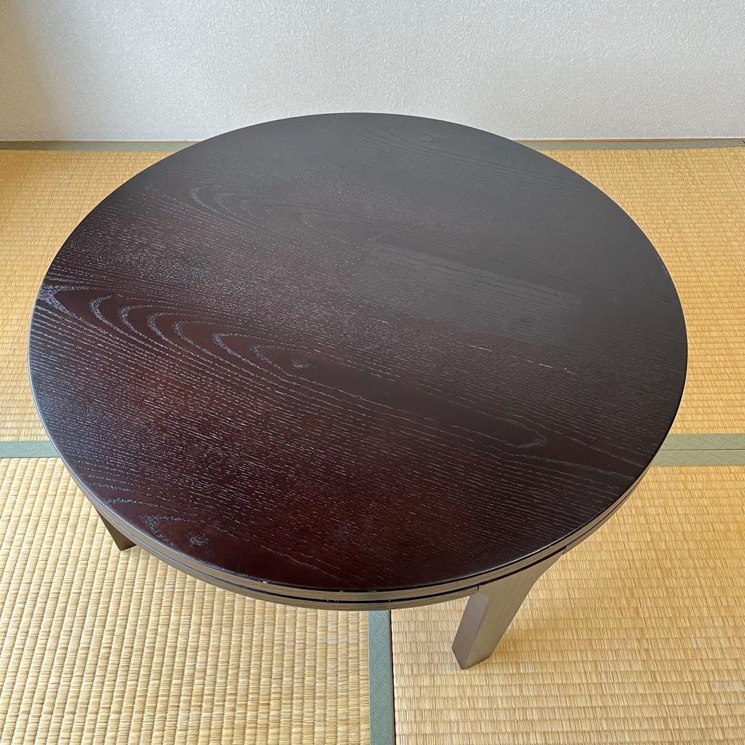 木製アンティーク 円形リビングテーブル ちゃぶ台（直径80cm 高さ35cm）