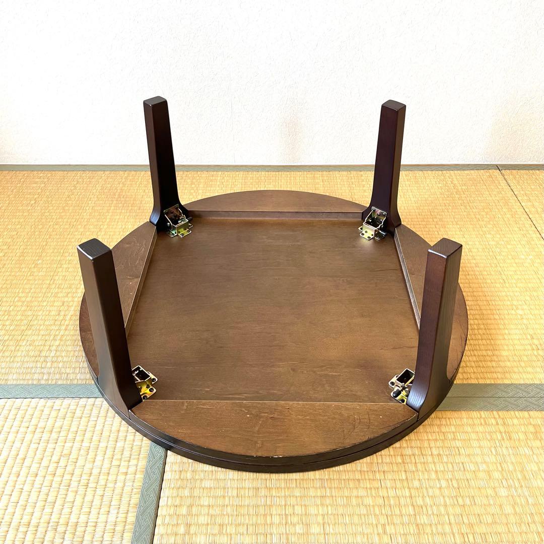 木製アンティーク 円形リビングテーブル ちゃぶ台（直径80cm 高さ35cm）