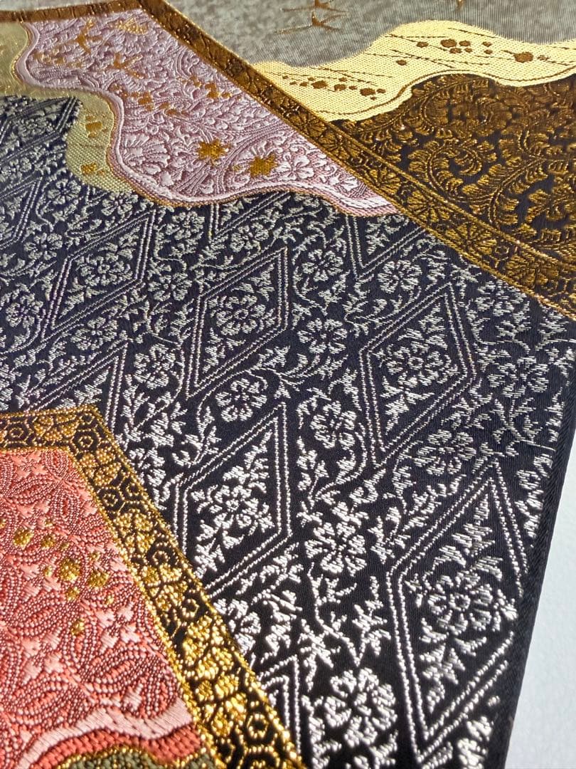 高級 袋帯 正絹 六通柄 ゴールド 金糸使用 フォーマル 訪問着 留袖 色虫