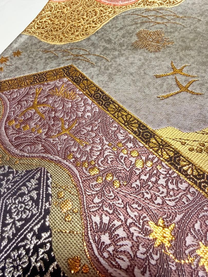 高級 袋帯 正絹 六通柄 ゴールド 金糸使用 フォーマル 訪問着 留袖 色虫