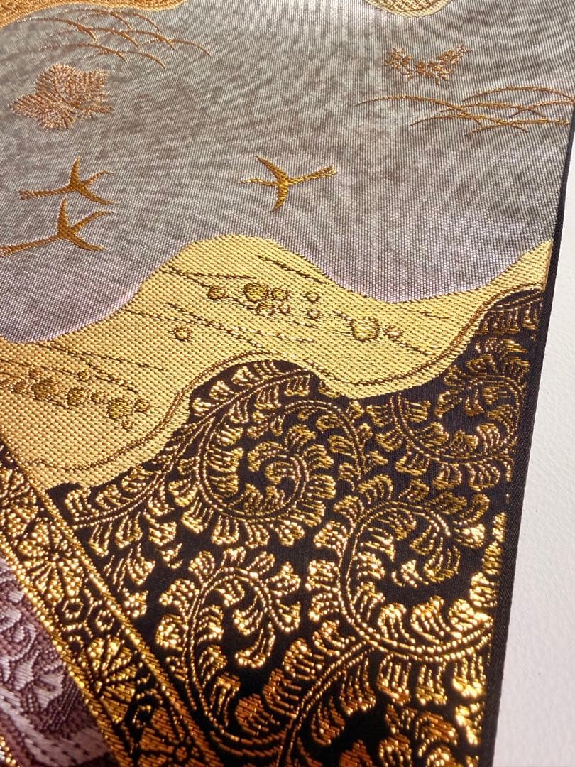 高級 袋帯 正絹 六通柄 ゴールド 金糸使用 フォーマル 訪問着 留袖 色虫