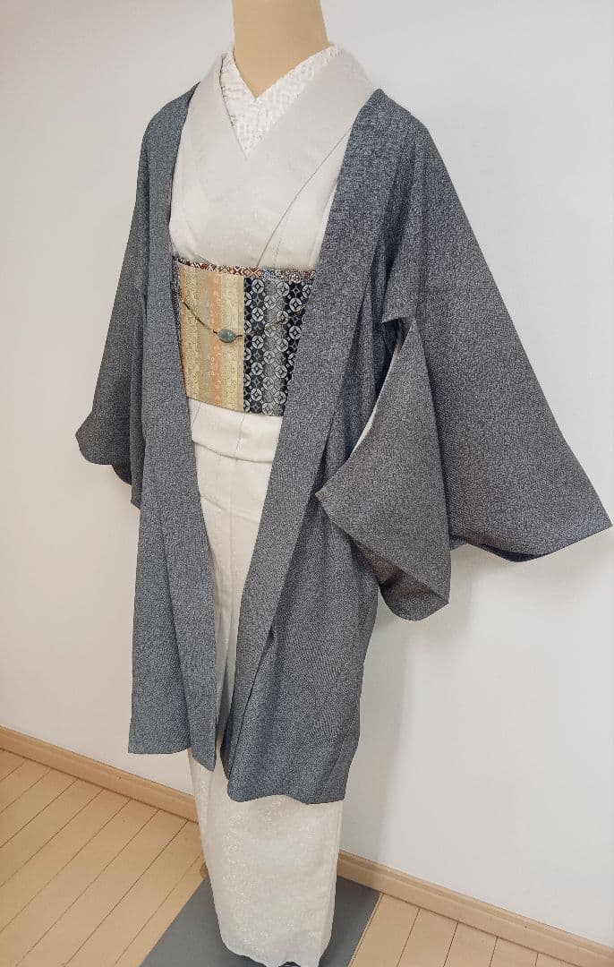 洗える色無地　花唐草地紋　ジャガード織　袷Ｍサイズ