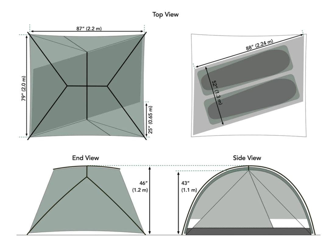 Durston Gear X-Dome2 ショートポール　グランドシート付き