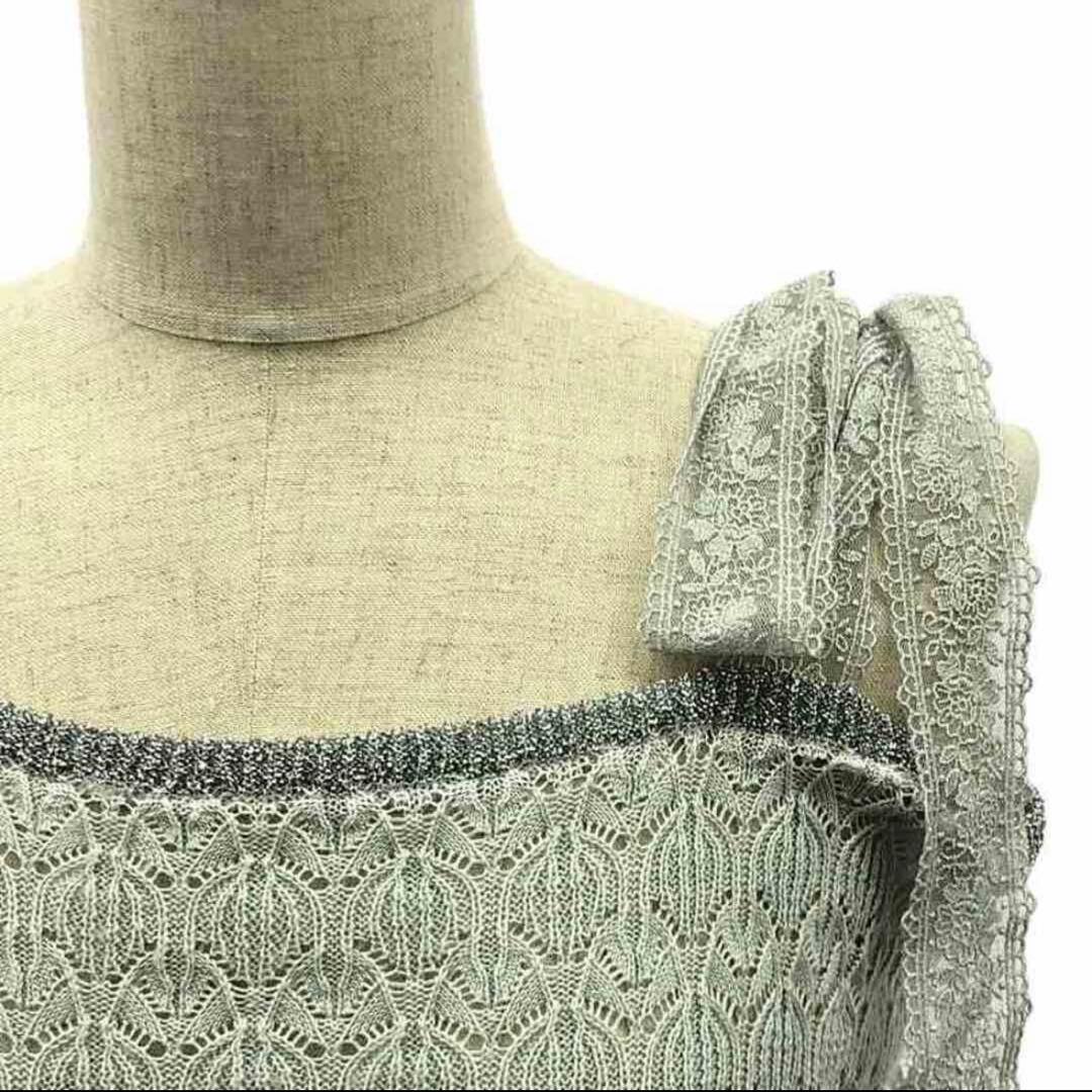 トップス rurumu: lace ribbon knit camisole