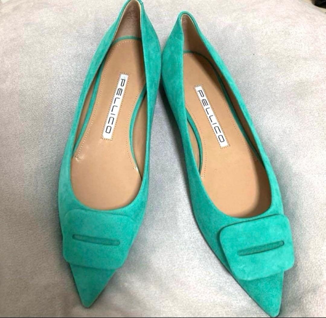 ※本日限り新品未使用♡PELLICO エメラルドグリーン フラットシューズ