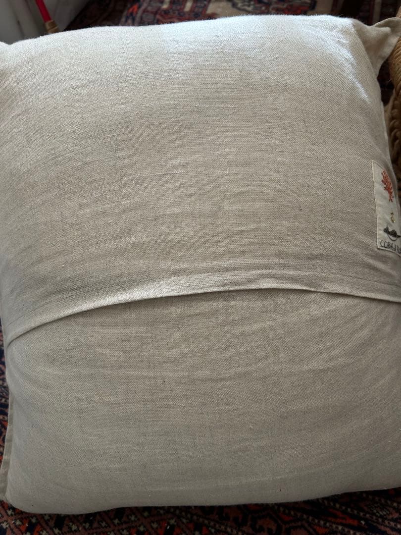 花柄刺繍 リネン クッションカバー