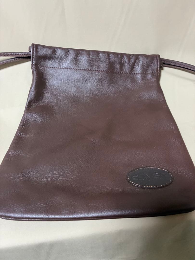 SOMES SADDOLE ブラウン レザー巾着バッグ