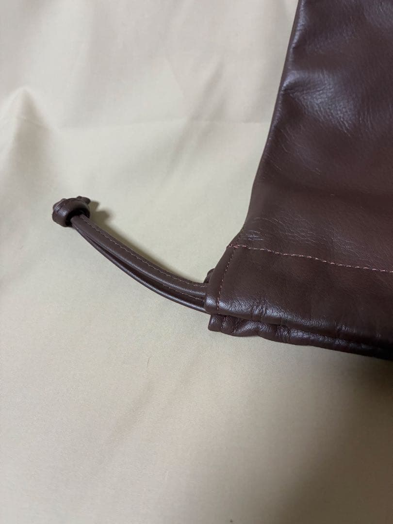 SOMES SADDOLE ブラウン レザー巾着バッグ