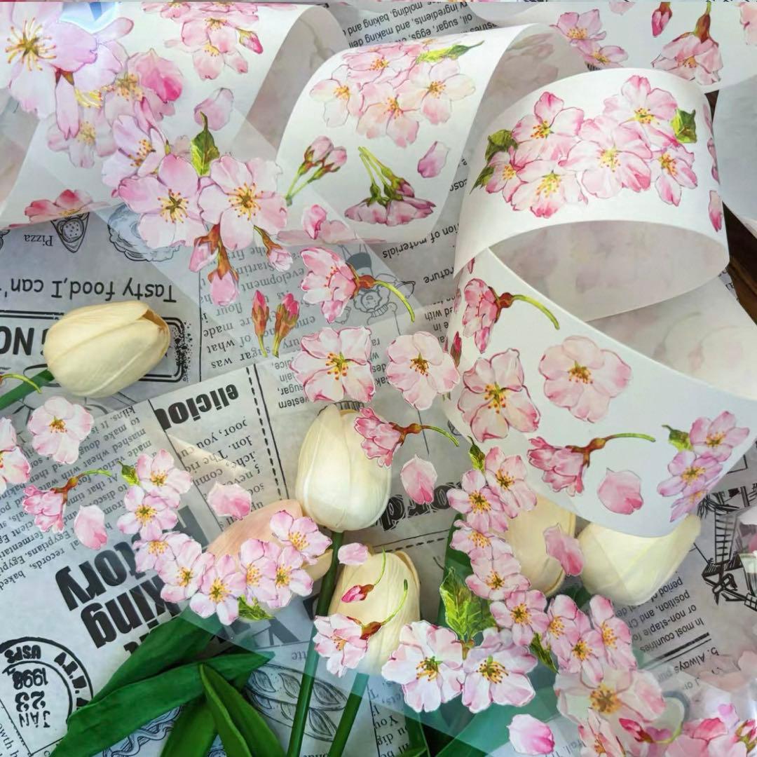 PET 初见 ダイカット加工 5.5cm×5m 海外マスキングテープ　桜