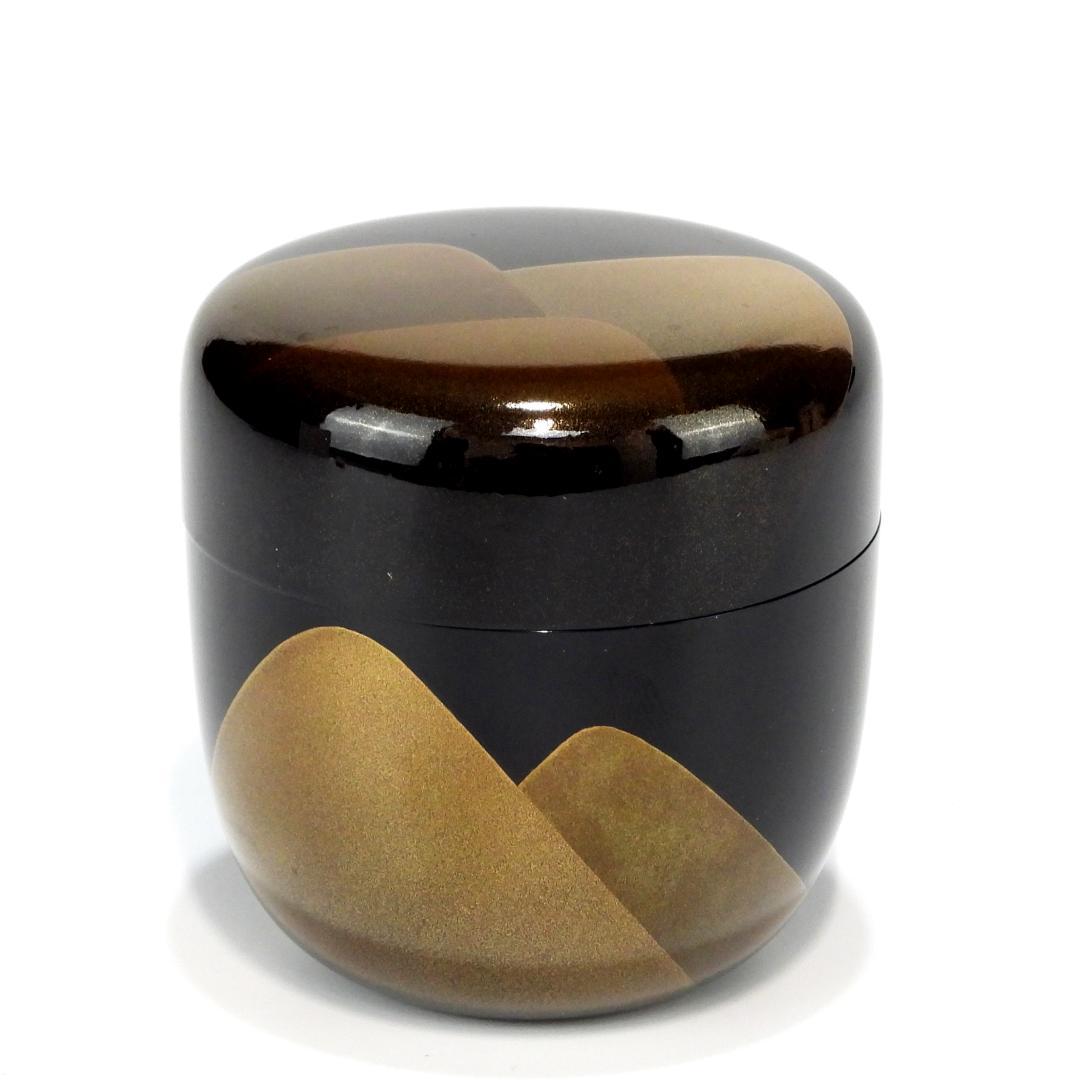 茶道具　棗　中棗　黒塗　遠山蒔絵　桐箱