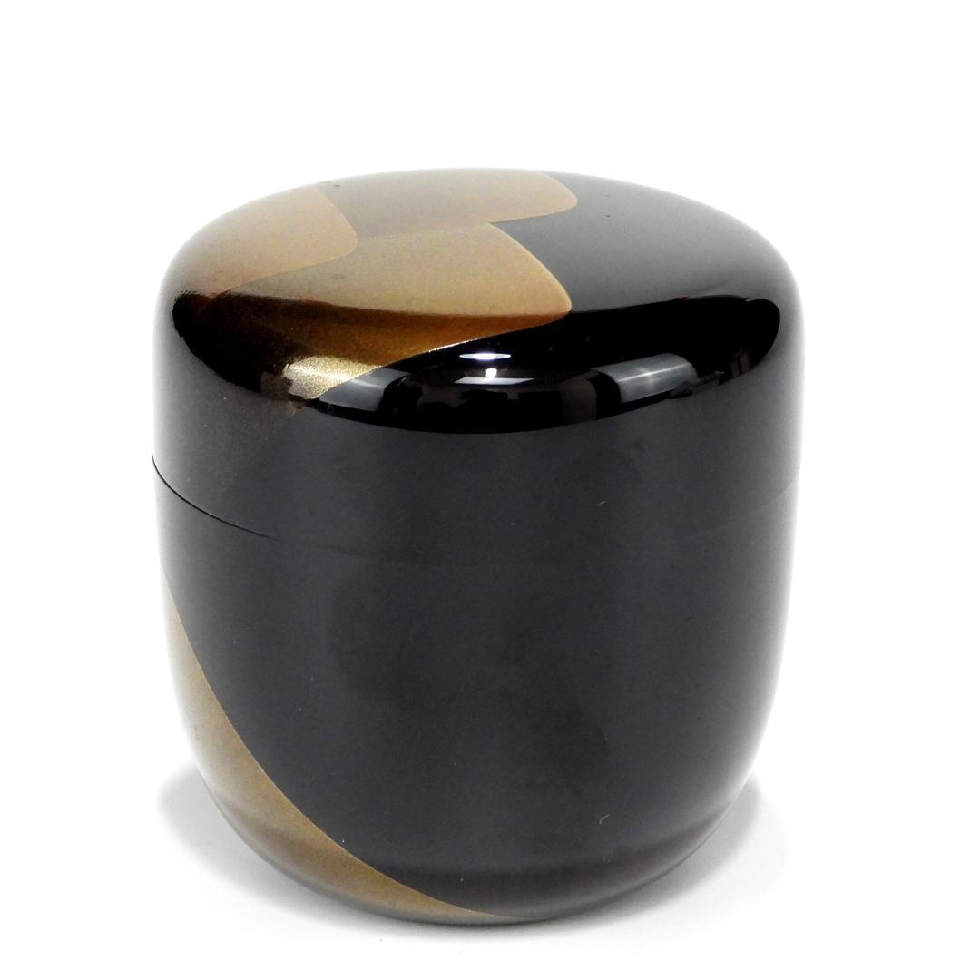 茶道具　棗　中棗　黒塗　遠山蒔絵　桐箱