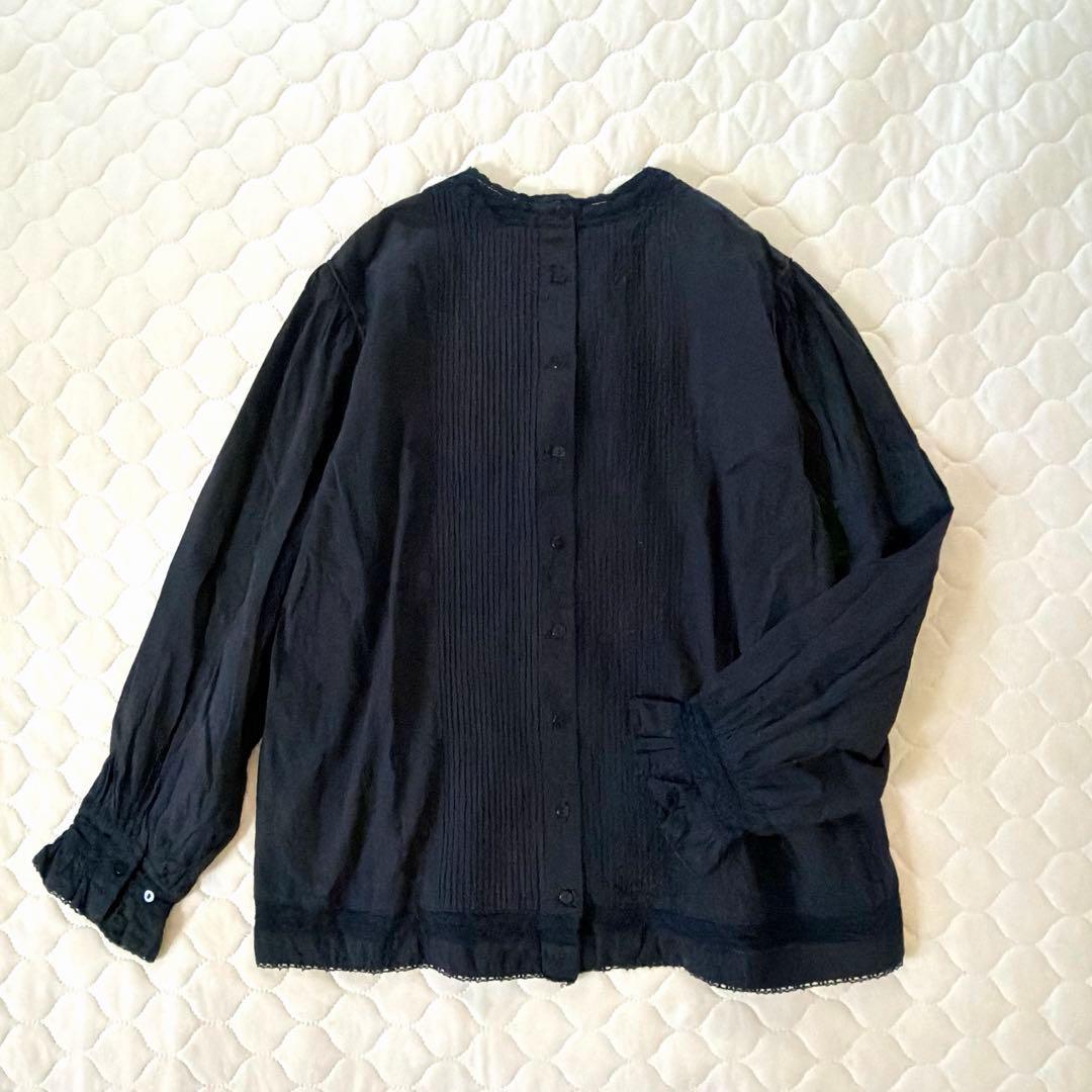 【24SS】BEARDSLEY リバーレースヨークブラウス　ブラック