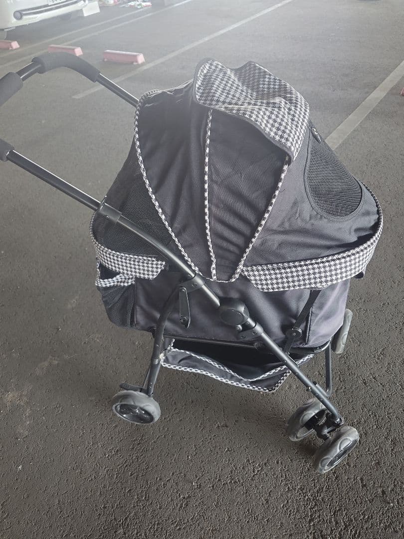 限定値下げ　ペットカート チェック柄 メッシュカバー付き