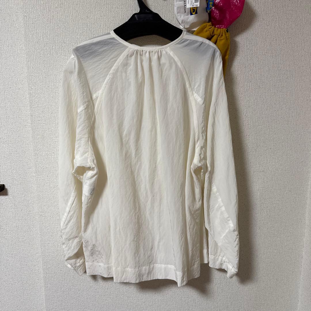 キュプラ リボンタイノーカラーブラウス