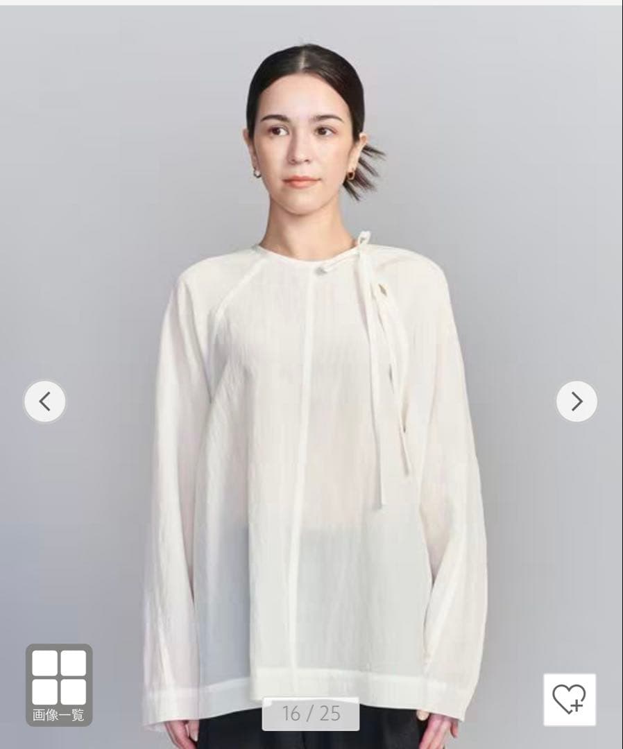 キュプラ リボンタイノーカラーブラウス