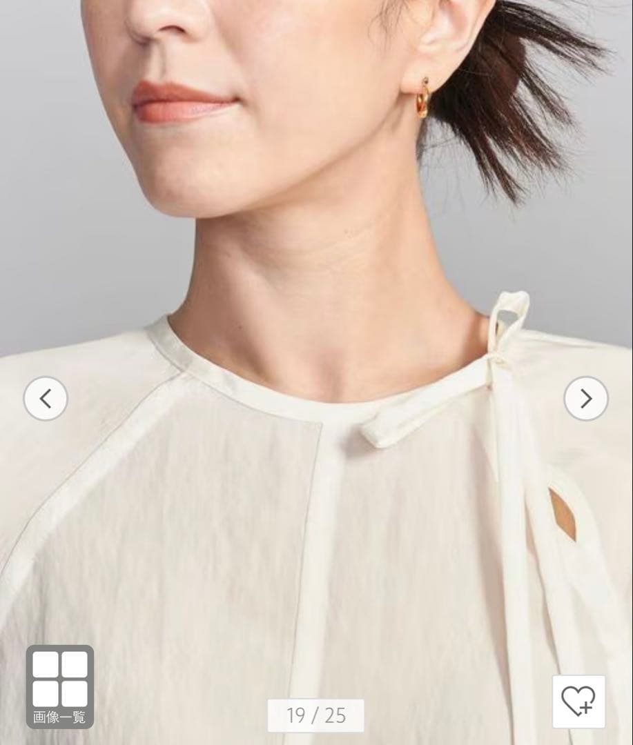 キュプラ リボンタイノーカラーブラウス