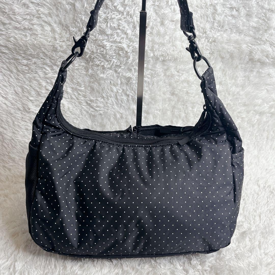 HEAD PORTER BLACK BEAUTY ドット ショルダーバッグ 黒